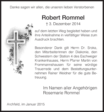 Traueranzeige von Robert Rommel von Eschwege