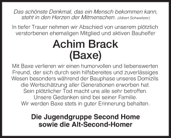 Traueranzeige von Achim Brack von Eschwege