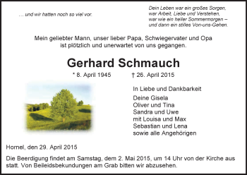 Traueranzeige von Gerhard Schmauch von Eschwege