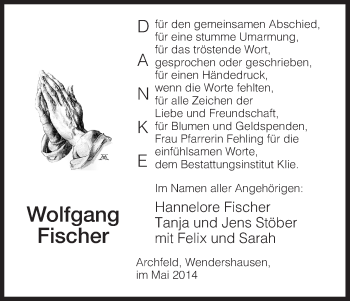 Traueranzeige von Wolfgang Fischer von Eschwege