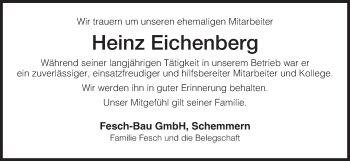 Traueranzeige von Heinz Eichenberg von Eschwege