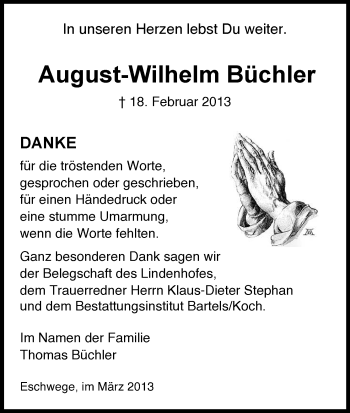 Traueranzeige von August-Wilhelm Büchler von Eschwege