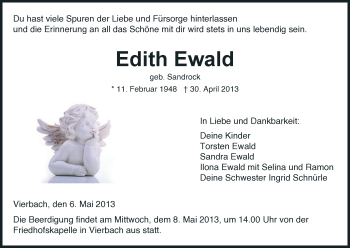 Traueranzeige von Edith Ewald von Eschwege