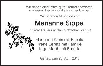 Traueranzeige von Marianne Sippel von Eschwege