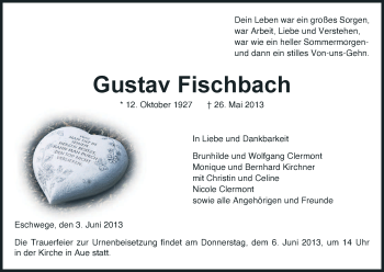 Traueranzeige von Gustav Fischbach von Eschwege