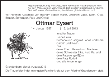 Traueranzeige von Ottmar Eysert von Eschwege