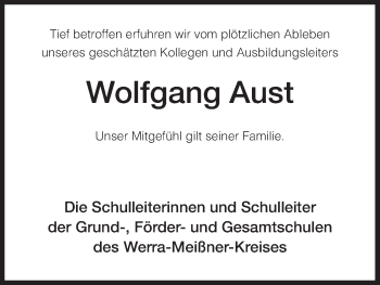 Traueranzeige von Wolfgang Aust von Eschwege