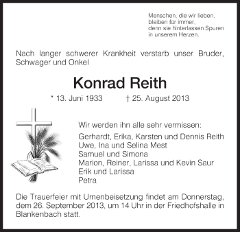 Traueranzeige von Konrad Reith von Eschwege