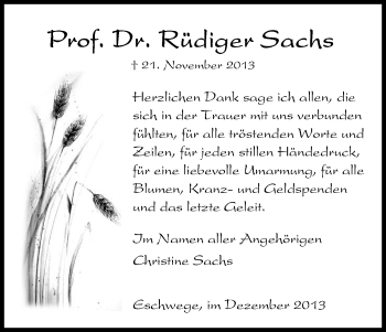 Traueranzeige von Rüdiger Sachs von Eschwege