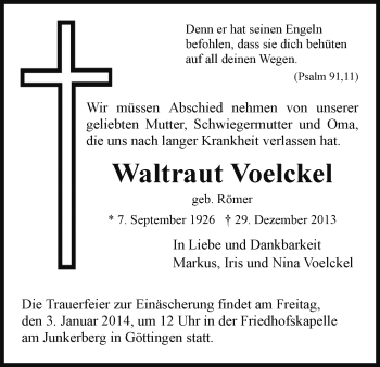 Traueranzeige von Waltraut Voelckel von Eschwege