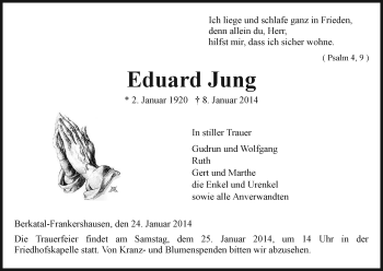 Traueranzeige von Eduard Jung von Eschwege