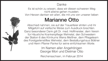 Traueranzeige von Marianne Otto von Eschwege