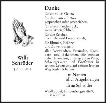 Traueranzeige von Willi Schröder von Eschwege