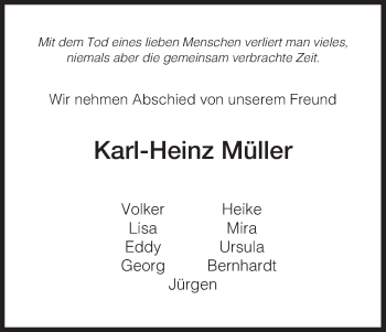 Traueranzeige von Karl-Heinz Müller von Eschwege