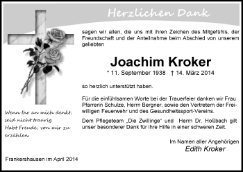 Traueranzeige von Joachim Kroker von Eschwege