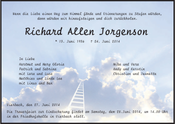 Traueranzeige von Richard Allen Jorgenson von Eschwege