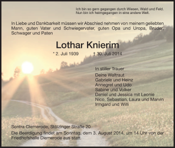 Traueranzeige von Lothar Knierim von Eschwege