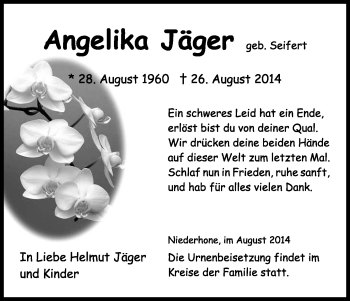 Traueranzeige von Angelika Jäger von Eschwege