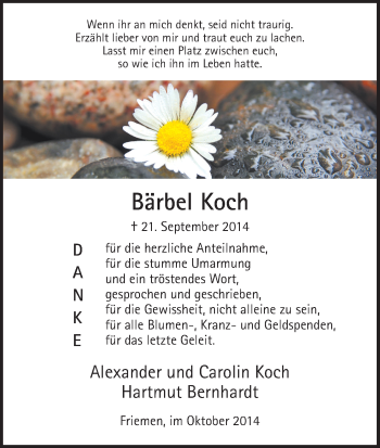 Traueranzeige von Bärbel Koch von Eschwege