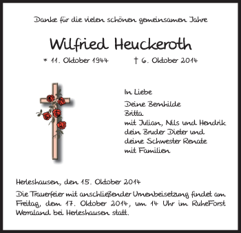 Traueranzeige von Wilfried Heuckeroth von Eschwege