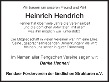 Traueranzeige von Heinrich Hendrich von Eschwege