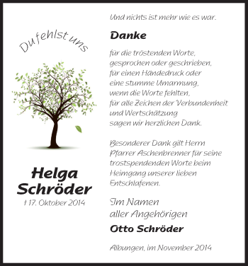 Traueranzeige von Helga Schröder von Eschwege