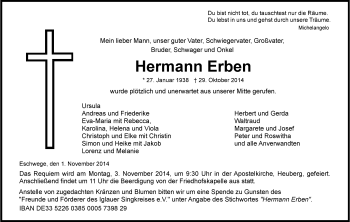 Traueranzeige von Hermann Erben von Eschwege