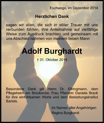 Traueranzeige von Adolf Burghardt von Eschwege