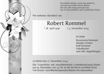 Traueranzeige von Robert Rommel von Eschwege