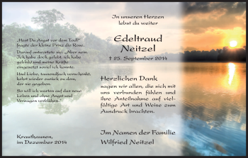 Traueranzeige von Edeltraud Neitzel von Eschwege