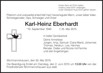 Traueranzeige von Karl-Heinz Eberhardt von Eschwege