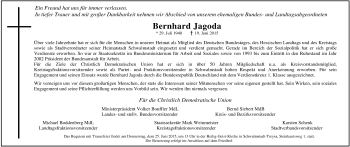 Traueranzeige von Bernhard Jagoda von Eschwege