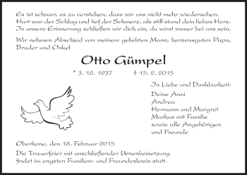 Traueranzeige von Otto Gümpel von Eschwege