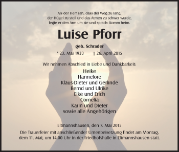 Traueranzeige von Luise Pforr von Eschwege