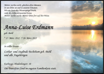 Traueranzeige von Anna-Luise Erdmann von Eschwege