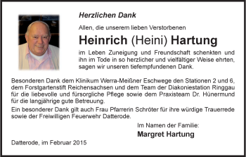 Traueranzeige von Heinrich Hartung von Eschwege