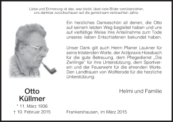 Traueranzeige von Otto Küllmer von Eschwege