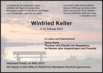 Traueranzeige von Winfried Keller von Eschwege