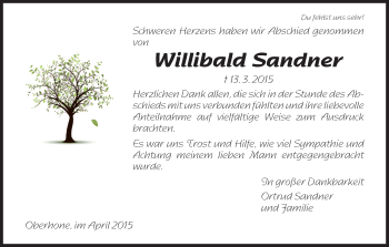 Traueranzeige von Willibald Sandner von Eschwege