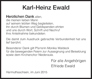 Traueranzeige von Karl-Heinz Ewald von Eschwege