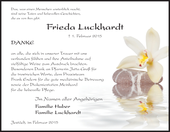 Traueranzeige von Frieda Luckhardt von Eschwege