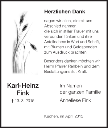 Traueranzeige von Karl-Heinz Fink von Eschwege