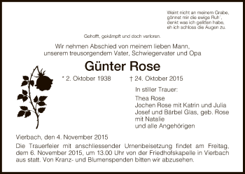 Traueranzeige von Günter Rose von Eschwege