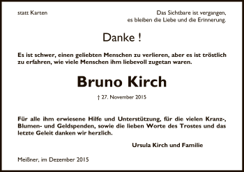 Traueranzeige von Bruno Kirch von Eschwege