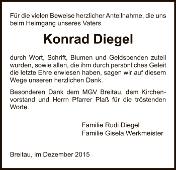 Traueranzeige von Konrad Diegel von Eschwege