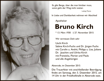 Traueranzeige von Bruno Kirch von Eschwege