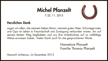 Traueranzeige von Michel Pfanzelt von Eschwege