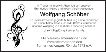 Traueranzeige von Wolfgang Schöber von Eschwege