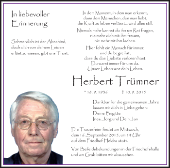 Traueranzeige von Herbert Trümner von Eschwege