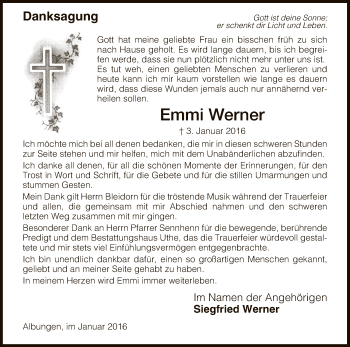 Traueranzeige von Emmi Werner von Eschwege